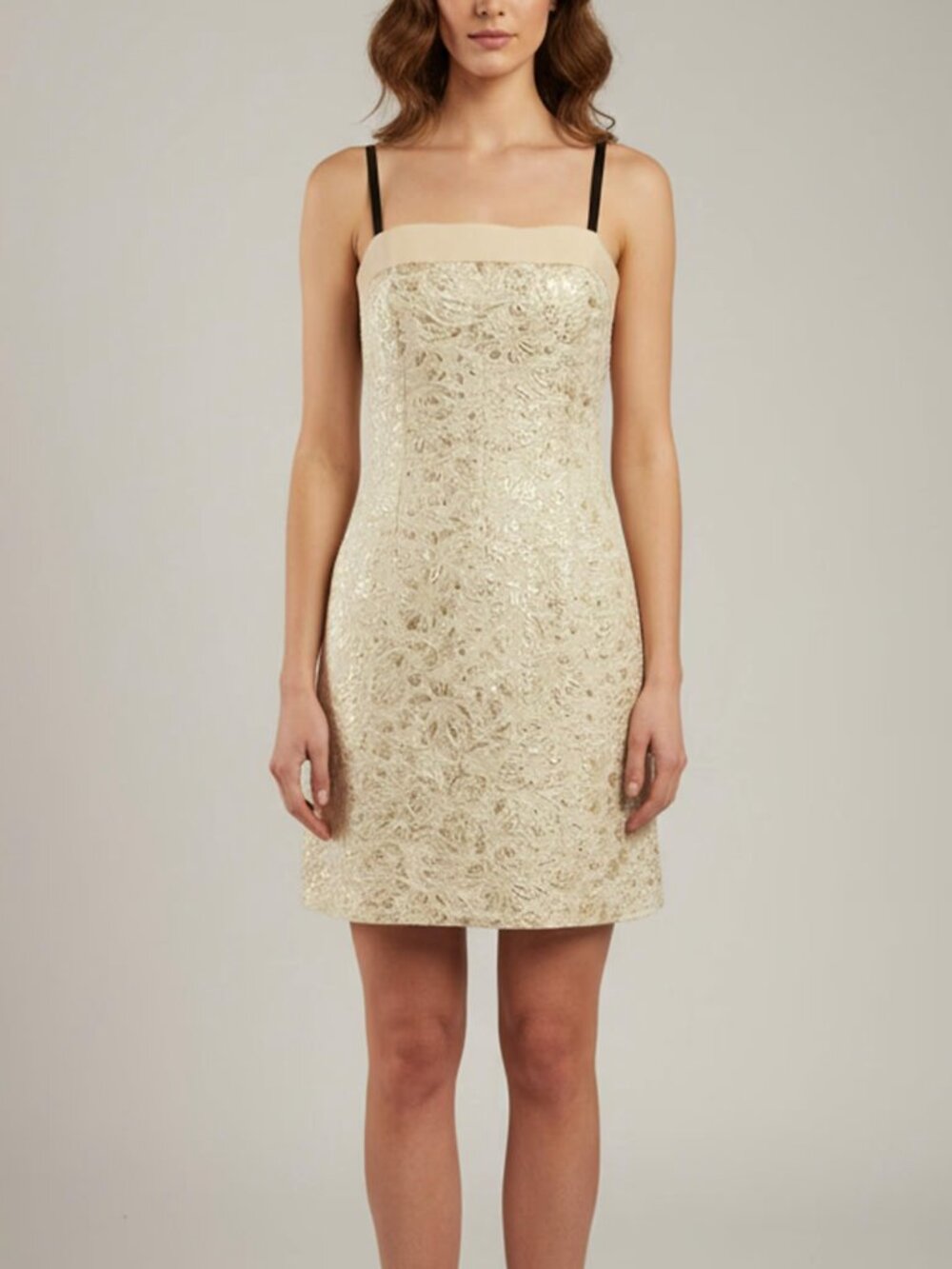 D&G Metallic Gold Floral Jacquard Mini Dress